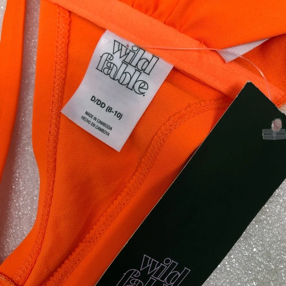 NWT Wild Fable Bikini Neon Orange Two Piece Size XL Bottom D/DD Top